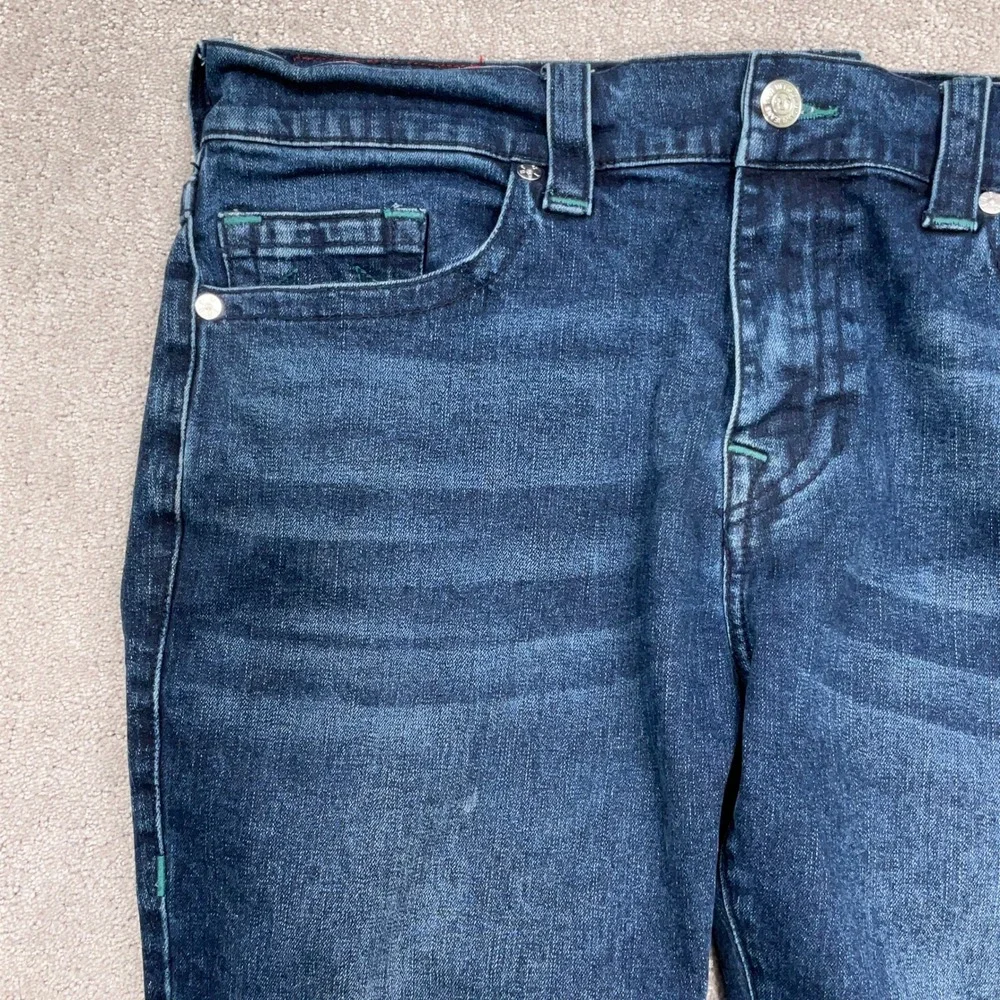 True Religion Rocco Jeans Men 38 Blue‎ Relaxed Skinny Dark Wash Denim Metal Rock